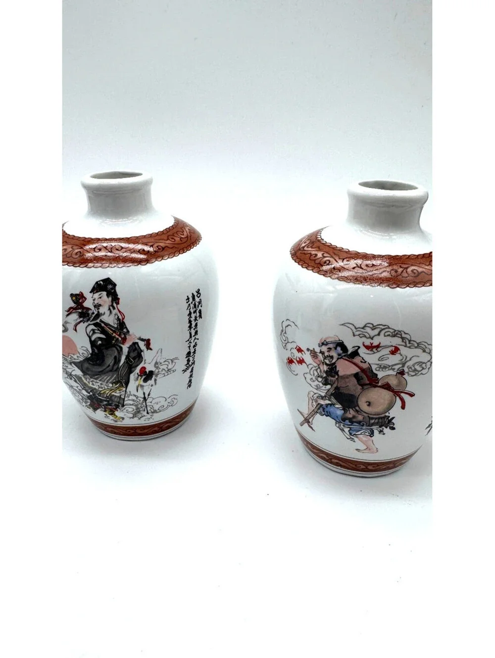 Vintage Taiwan Eight Immortals Porcelain Liquor Bottles Set 7/8 ROC - Beautiful
